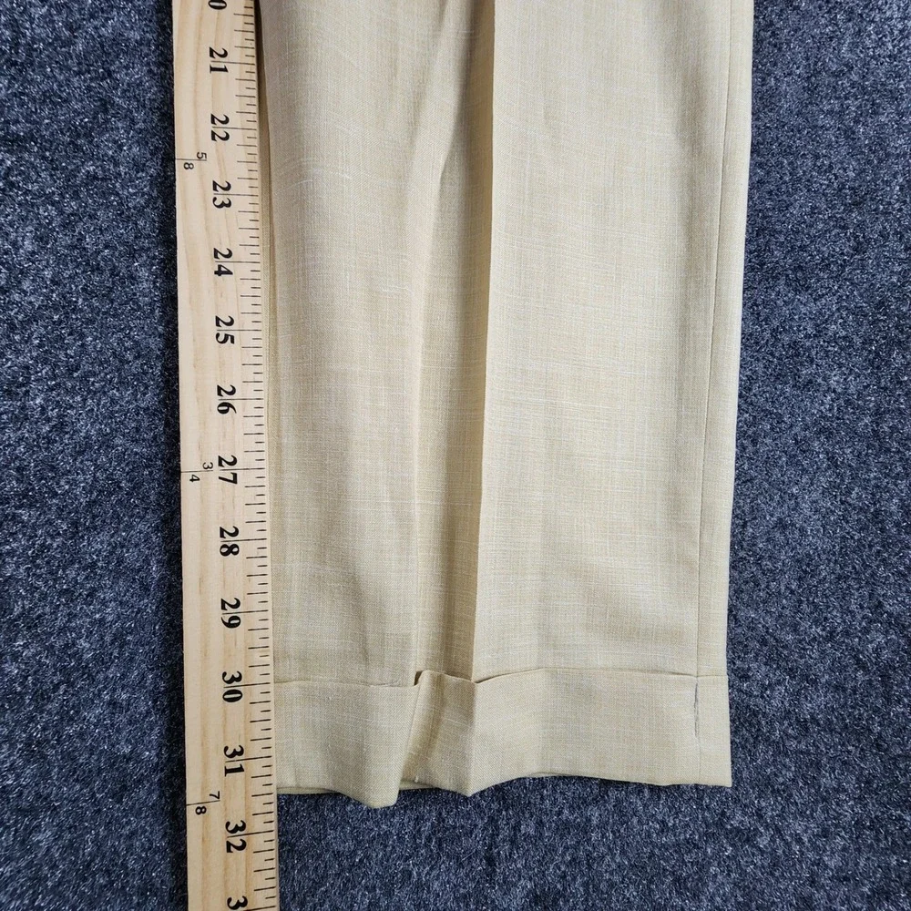 6 East Botto Giuseppe Wool Silk Linen Dress Pants Mens 33 Yellow Made in Canada